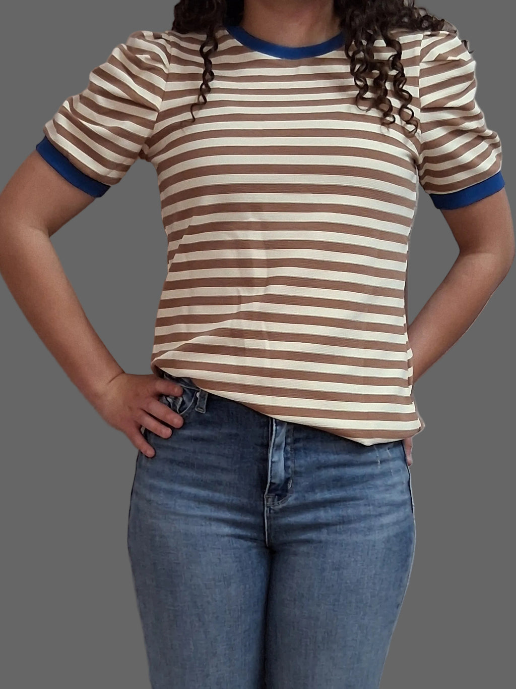 Stripped Puff Sleeve