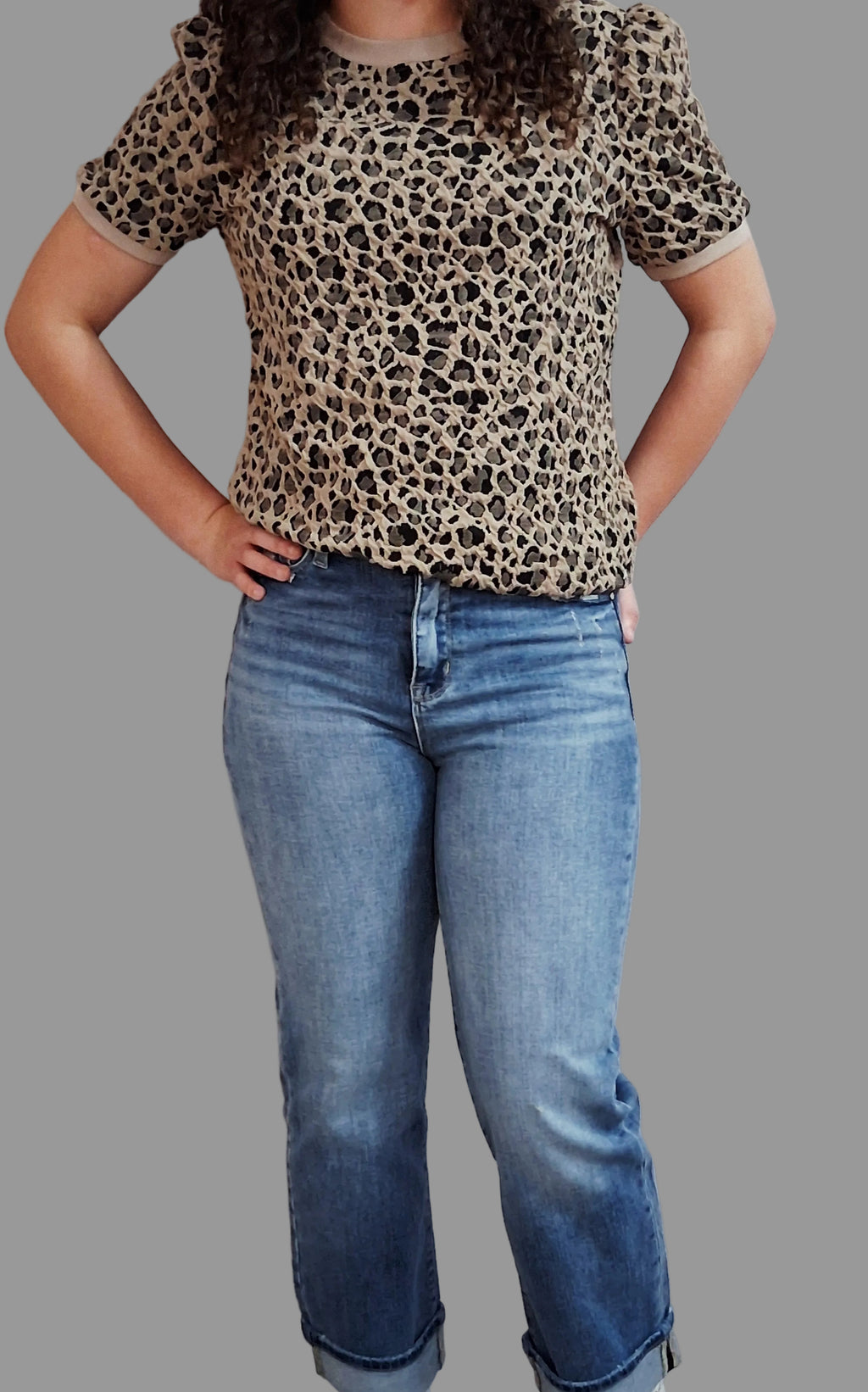 Leopard Puff Sleeve Top
